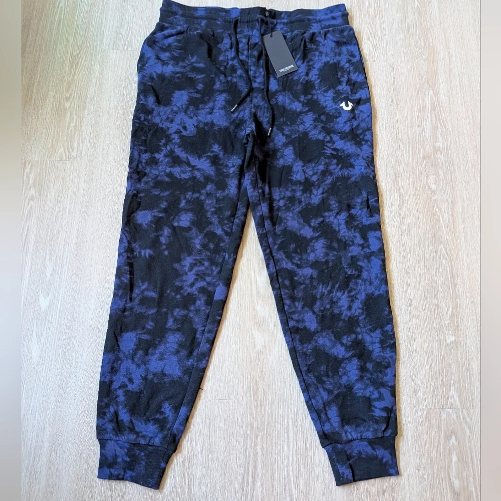 True Religion Joggers Men's Large Blue Ribbon Tie Dye NWT